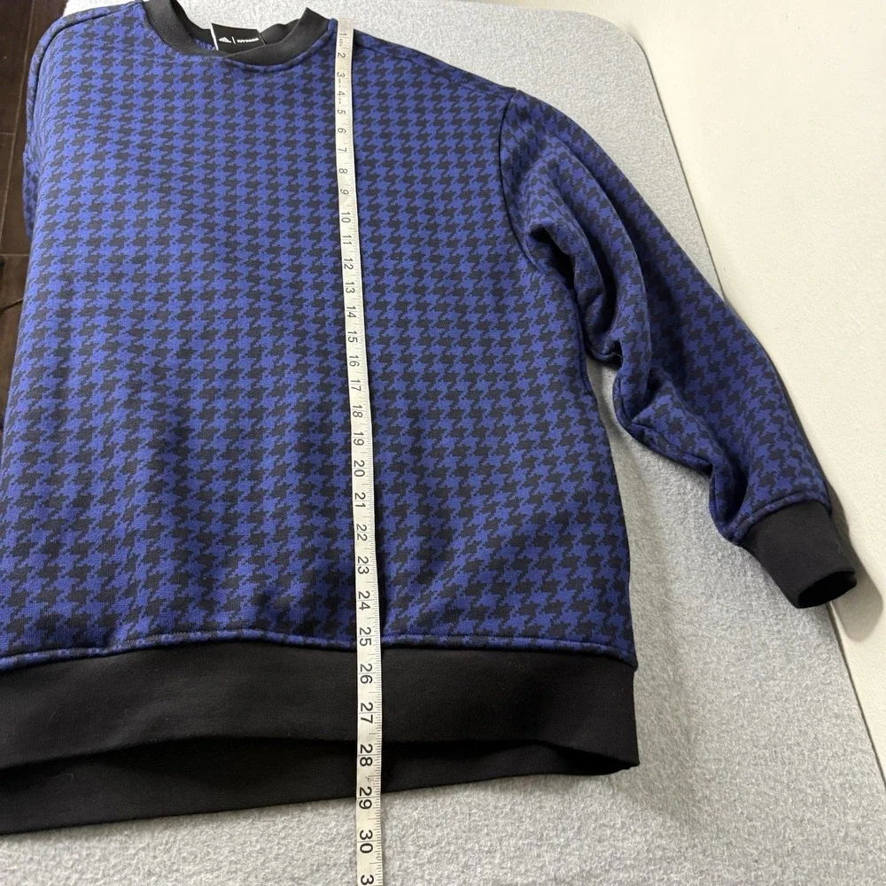 Adidas Ivy Park Blue Black Houndstooth Pockets Crewneck Sweatshirt Men's Small